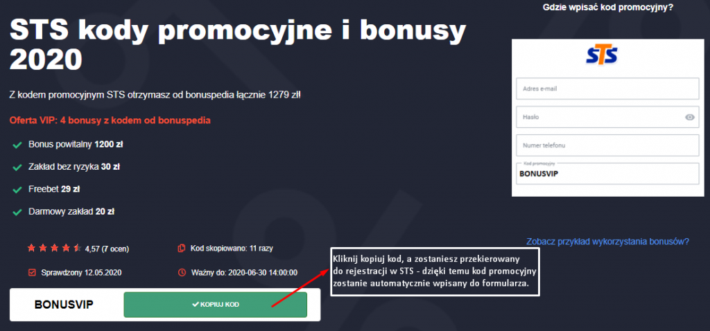 Krok 1: Sprawdź kod promocyjny od bonuspedia.pl